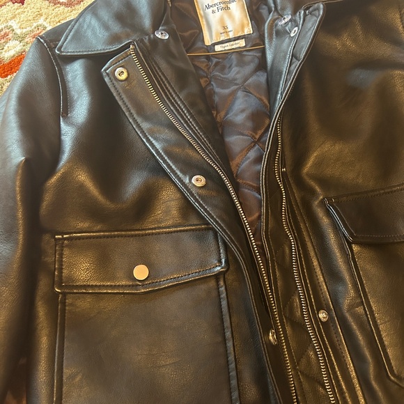 Abercrombie & Fitch Black Leather Jacket - Picture 2 of 5